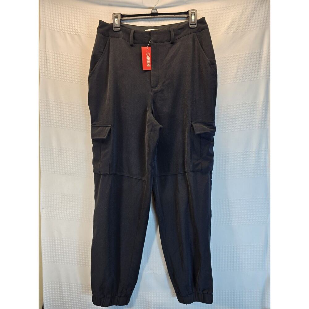 Intempo Joggers Pants Womens Size 12 Black Cargo Elastic Ankle Side Pockets 5263